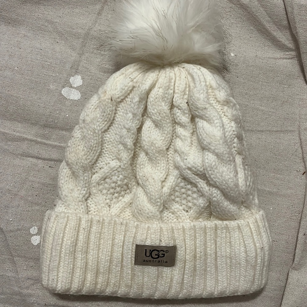 UGG beanie hat with fur Pom Pom